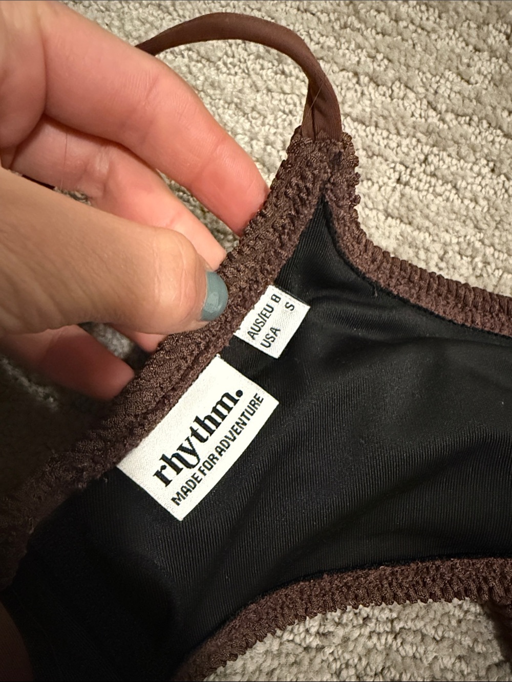 Rhythm. Brown Ribbed Scoop Bikini Set - Picture 3 of 3